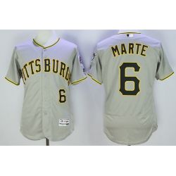 Cheap Starling Marte Pirates Jersey From China Grey 2016 FLEXBASE #6 in Men Women Youth Size