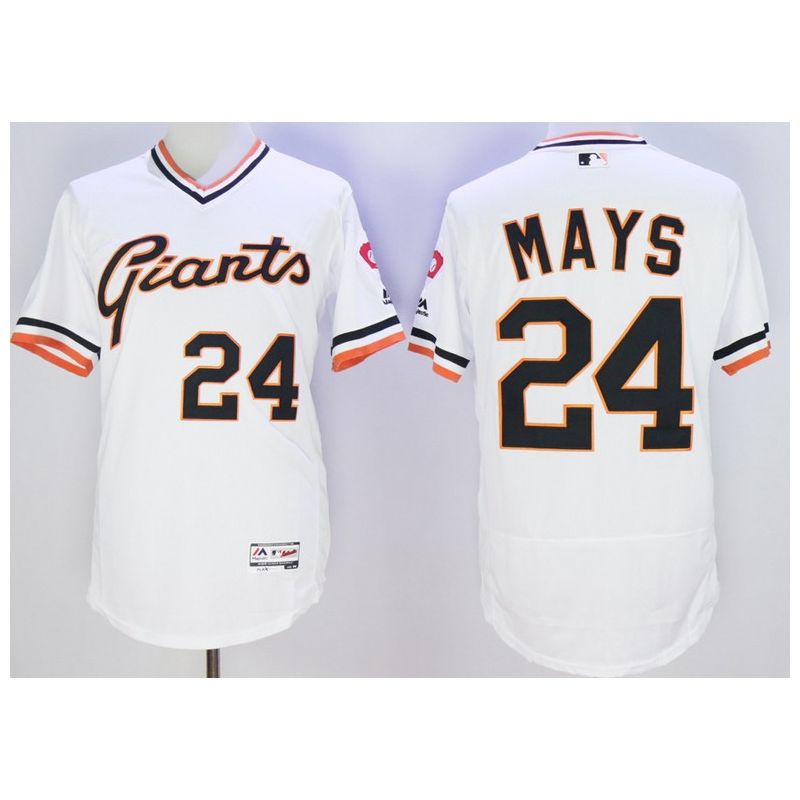 Cheap Willie Mays Giants Jersey From China White V-neck throwback 2016 FLEXBASE #24 in Men Women Youth Size