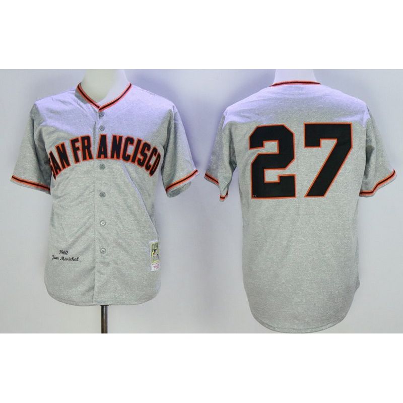 Cheap Juan Marichal Giants Jersey From China HEMP Grey 1962 throwback #27 in Men Women Youth Size