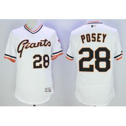 Cheap Buster Posey Giants Jersey From China White V-neck throwback 2016 FLEXBASE #28 in Men Women Youth Size