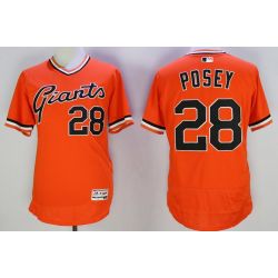 Cheap Buster Posey Giants Jersey From China Orange 1978 turn back the clock 2016 FLEXBASE #28 in Men Women Youth Size