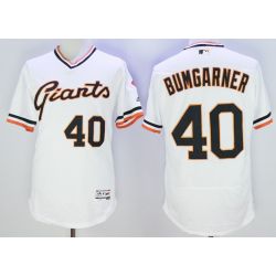 Cheap Madison Bumgarner Giants Jersey From China White V-neck throwback 2016 FLEXBASE #40 in Men Women Youth Size