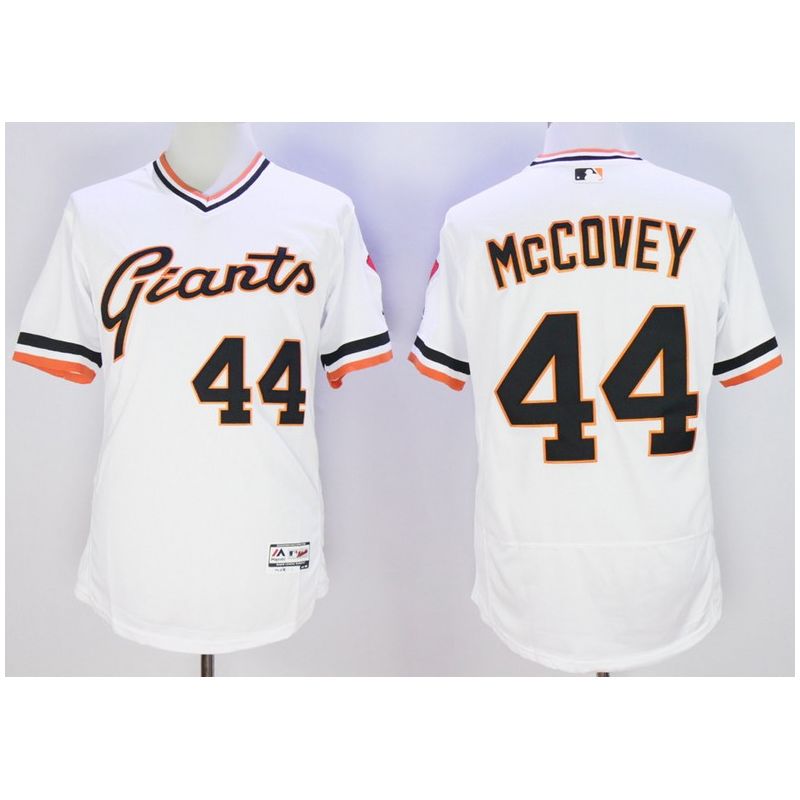 Cheap Willie McCovey Giants Jersey From China White V-neck throwback 2016 FLEXBASE #44 in Men Women Youth Size