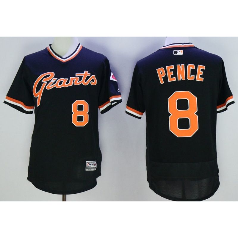 Cheap Hunter Pence Giants Jersey From China Black V-neck throwback 2016 FLEXBASE #8 in Men Women Youth Size