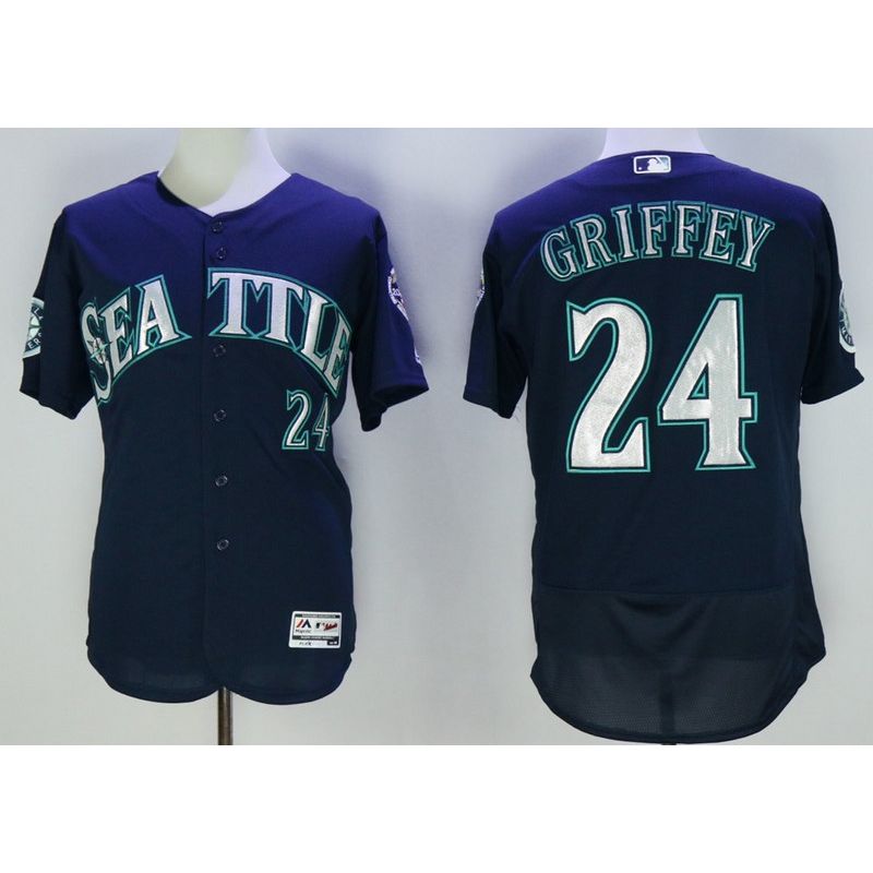 Cheap Ken Griffey Jr Mariners Jersey From China Navy 2016 FLEXBASE #24 in Men Women Youth Size