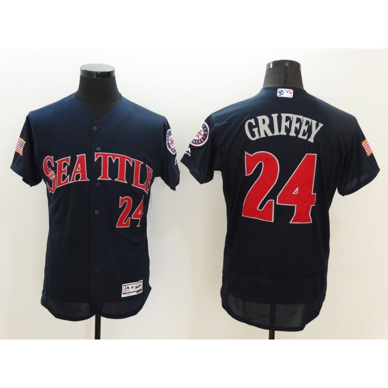 Cheap Ken Griffey Jr Mariners Jersey From China Navy Fashion Stars & Stripes 2016 FLEXBASE #24 in Men Women Youth Size