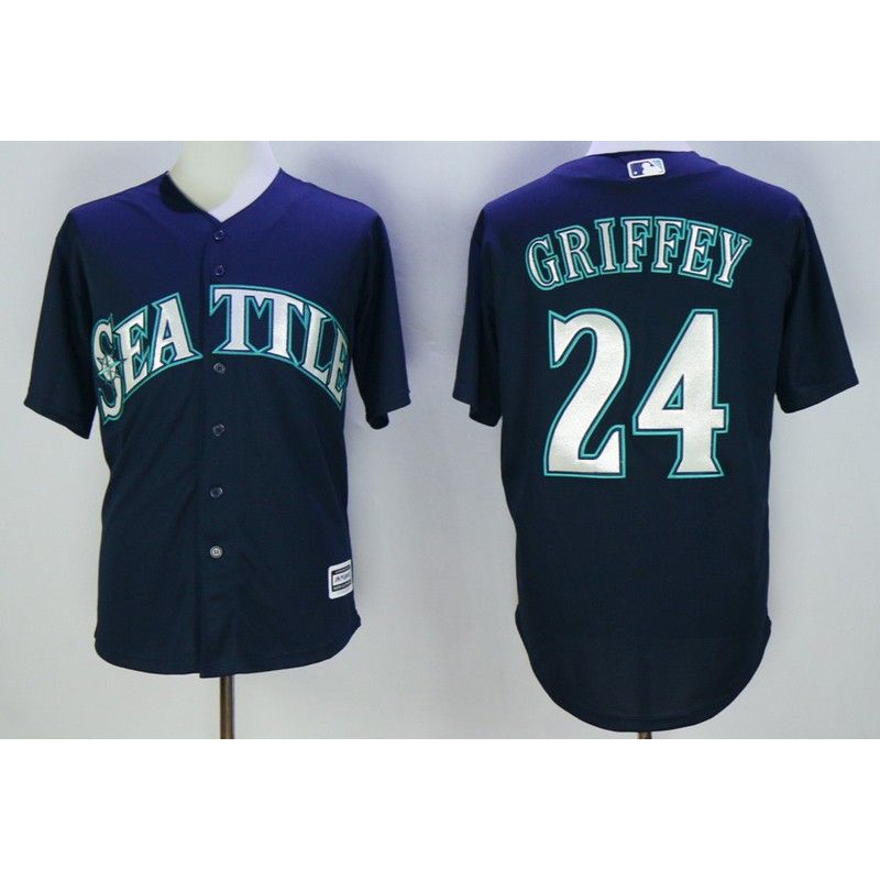 Cheap Ken Griffey Jr Mariners Jersey From China Navy Hall of fame 2016 FLEXBASE #24 in Men Women Youth Size