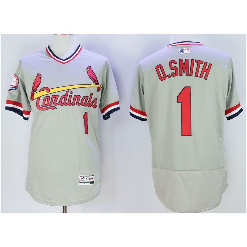 Cheap Ozzie Smith Cardinals Jersey From China Gray V-neck throwback 2016 FLEXBASE #1 in Men Women Youth Size Cheap Ozzie Smith Cardinals Jersey From China Gray V-neck throwback 2016 FLEXBASE #1 in Men Women Youth Size