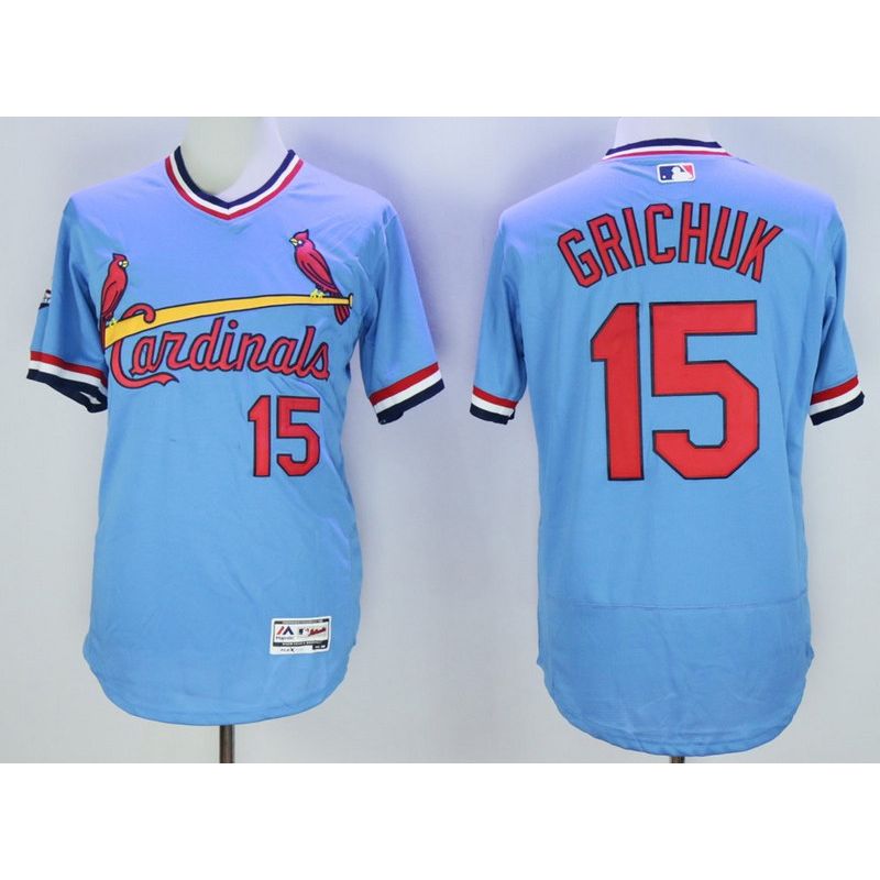 Cheap Randal Grichuk Cardinals Jersey From China Blue V-neck throwback 2016 FLEXBASE #15 in Men Women Youth Size