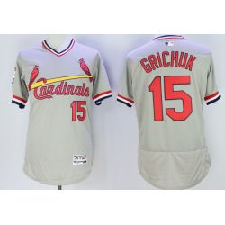 Cheap Randal Grichuk Cardinals Jersey From China Gray V-neck throwback 2016 FLEXBASE #15 in Men Women Youth Size