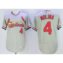 Cheap Yadier Molina Cardinals Jersey From China Gray V-neck throwback 2016 FLEXBASE #4 in Men Women Youth Size