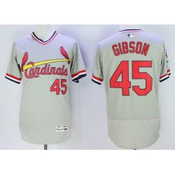 Cheap Bob Gibson Cardinals Jersey From China Gray V-neck throwback 2016 FLEXBASE #45 in Men Women Youth Size