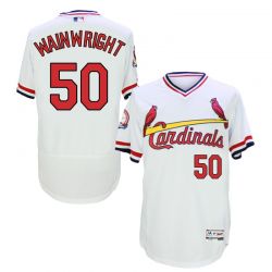 Cheap Adam Wainwright Cardinals Jersey From China White V-neck throwback 2016 FLEXBASE #50 in Men Women Youth Size