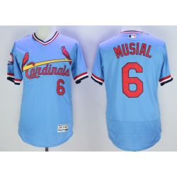 Cheap Stan Musial Cardinals Jersey From China Blue V-neck throwback 2016 FLEXBASE #6 in Men Women Youth Size
