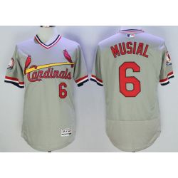 Cheap Stan Musial Cardinals Jersey From China Gray V-neck throwback 2016 FLEXBASE #6 in Men Women Youth Size