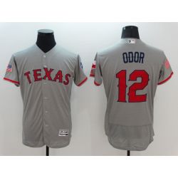 Cheap Rougned Odor Rangers Jersey From China Grey Fashion Stars & Stripes 2016 FLEXBASE #12 in Men Women Youth Size