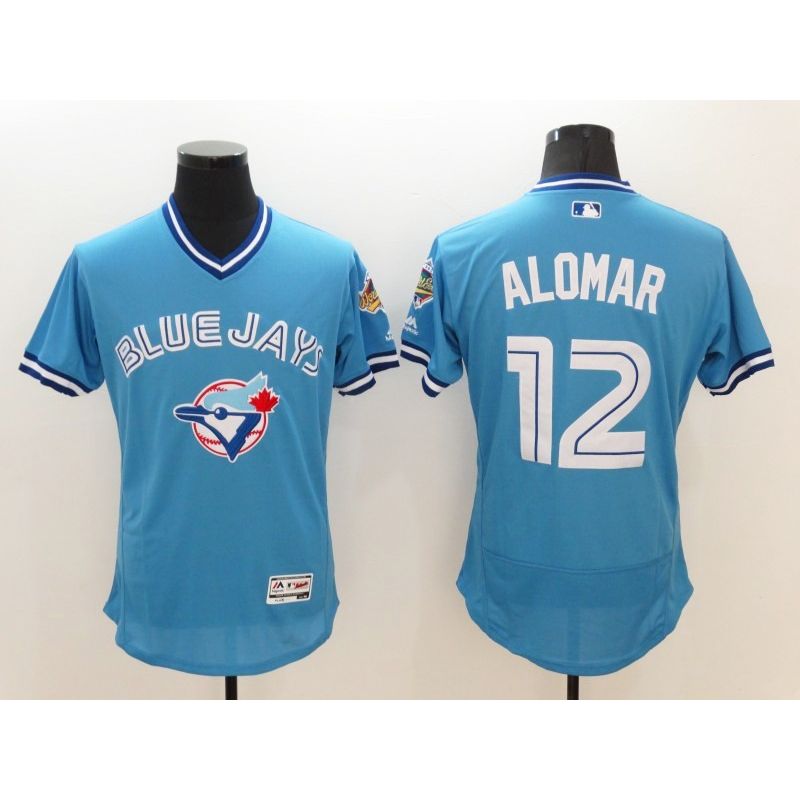 Cheap Roberto Alomar Blue Jays Jersey From China Light Blue 2016 FLEXBASE #12 in Men Women Youth Size