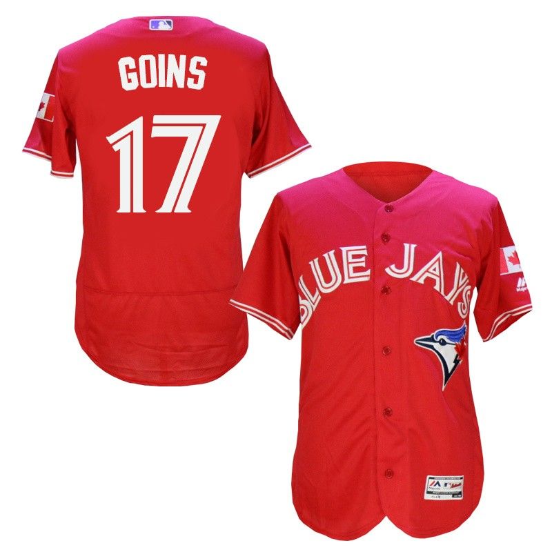 Cheap Ryan Goins Blue Jays Jersey From China Red 2016 FLEXBASE #17 in Men Women Youth Size