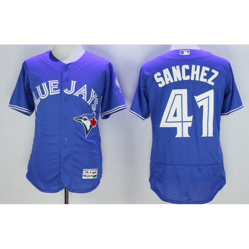Cheap Aaron Sanchez Blue Jays Jersey From China Blue 2016 FLEXBASE #41 in Men Women Youth Size