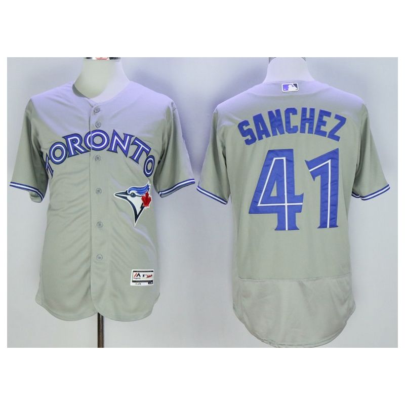 Cheap Aaron Sanchez Blue Jays Jersey From China Grey 2016 FLEXBASE #41 in Men Women Youth Size