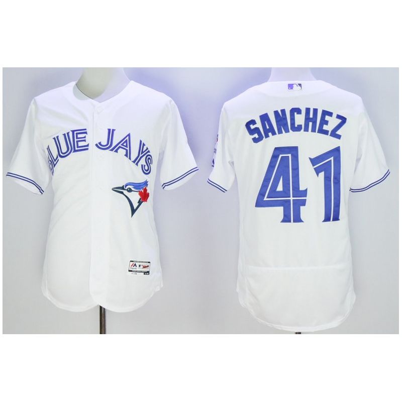 Cheap Aaron Sanchez Blue Jays Jersey From China White 2016 FLEXBASE #41 in Men Women Youth Size