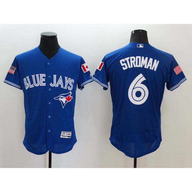 Cheap Marcus Stroman Blue Jays Jersey From China Blue Fashion Stars & Stripes 2016 FLEXBASE #6 in Men Women Youth Size