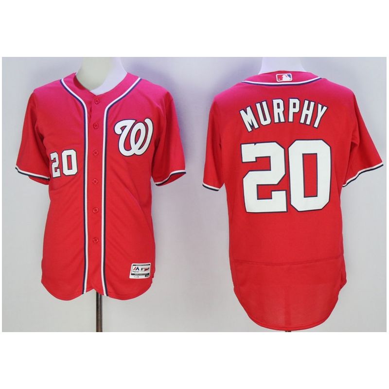 Cheap Daniel Murphy Nationals Jersey From China Red 2016 FLEXBASE #20 in Men Women Youth Size