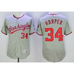 Cheap Bryce Harper Nationals Jersey From China Grey 2016 FLEXBASE #34 in Men Women Youth Size