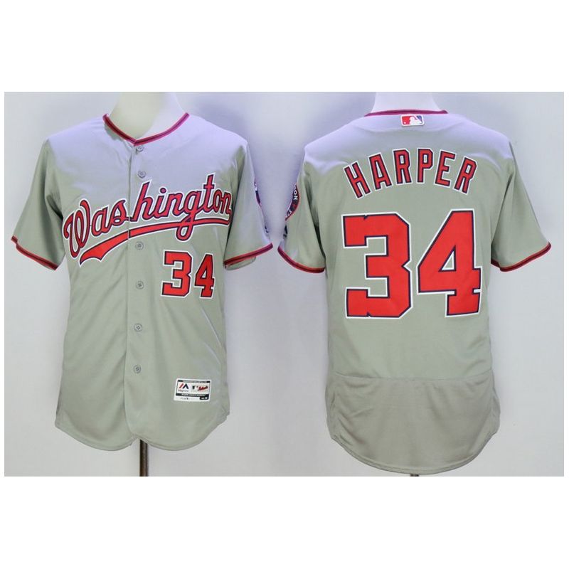 Cheap Bryce Harper Nationals Jersey From China Grey 2016 FLEXBASE #34 in Men Women Youth Size