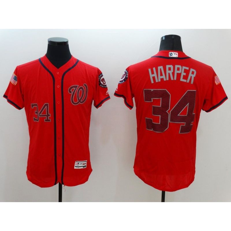 Cheap Bryce Harper Nationals Jersey From China Red Fashion Stars & Stripes 2016 FLEXBASE #34 in Men Women Youth Size