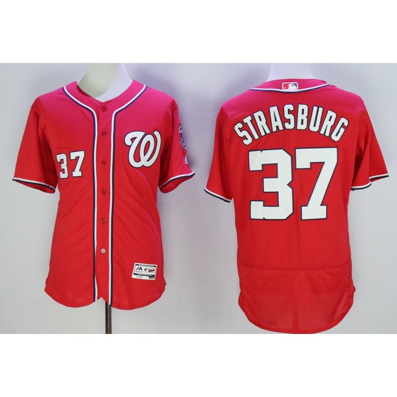 Cheap Stephen Strasburg Nationals Jersey From China Red 2016 FLEXBASE #37 in Men Women Youth Size