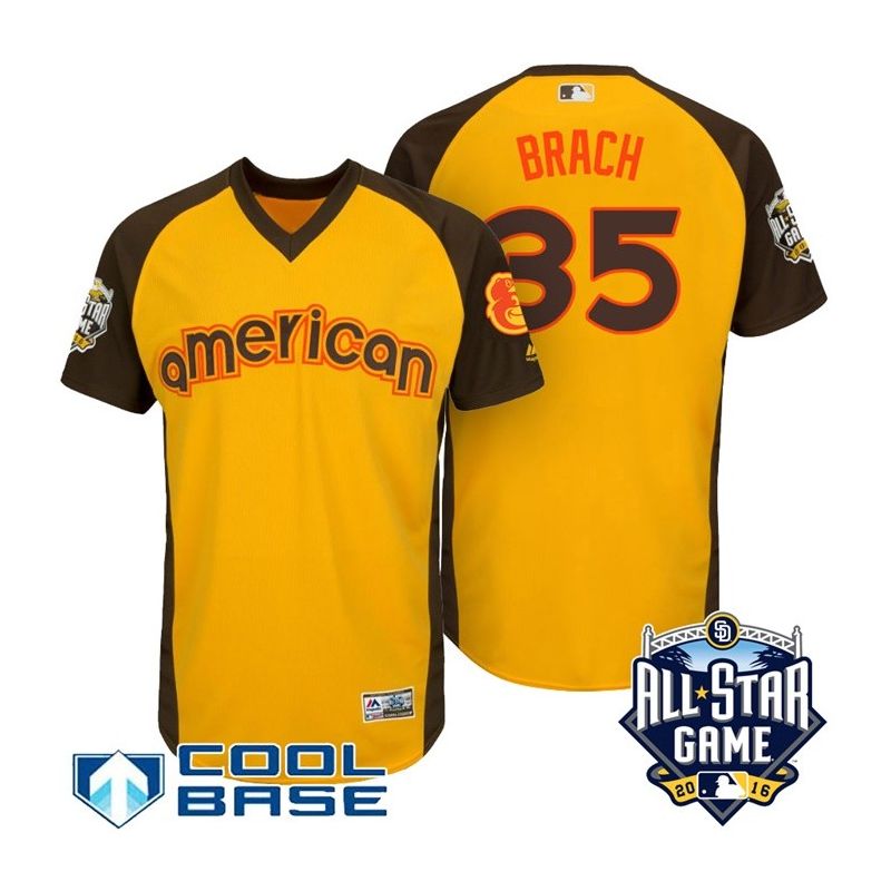 Cheap Brad Brach Orioles Jersey From China Yellow 2016 ALL STAR #35 in Men Women Youth Size