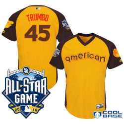 Cheap Mark Trumbo Orioles Jersey From China Yellow 2016 ALL STAR #45 in Men Women Youth Size