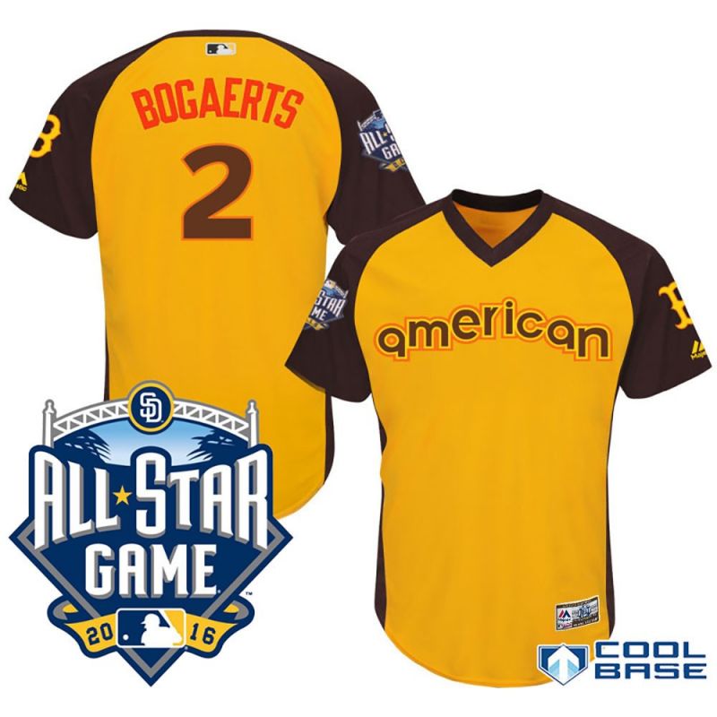 Cheap Xander Bogaerts Red Sox Jersey From China Yellow 2016 ALL STAR #2 in Men Women Youth Size