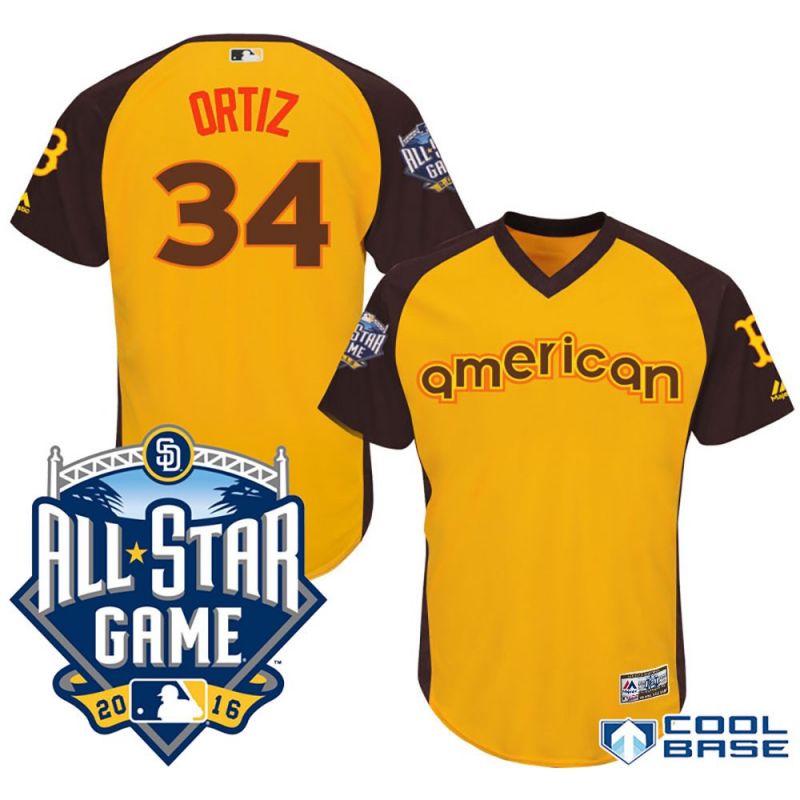 Cheap David Ortiz Red Sox Jersey From China Yellow 2016 ALL STAR #34 in Men Women Youth Size