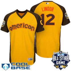 Cheap Francisco Lindor Indians Jersey From China Yellow 2016 ALL STAR #12 in Men Women Youth Size