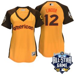 Cheap Francisco Lindor Indians Jersey From China Yellow 2016 ALL STAR #12 in Men Women Youth Size