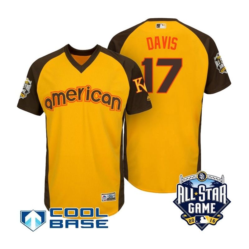 Cheap Wade Davis Royals Jersey From China Yellow 2016 ALL STAR #17 in Men Women Youth Size