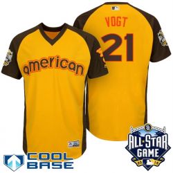 Cheap Stephen Vogt Athletics Jersey From China Yellow 2016 ALL STAR #21 in Men Women Youth Size