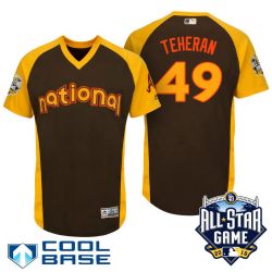 Cheap Julio Teheran Braves Jersey From China Brown 2016 ALL STAR #49 in Men Women Youth Size