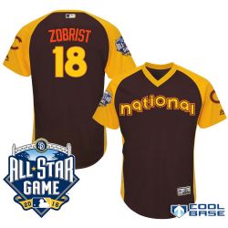 Cheap Ben Zobrist Cubs Jersey From China Brown 2016 ALL STAR #18 in Men Women Youth Size