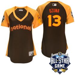 Cheap Marcell Ozuna Marlins Jersey From China Brown 2016 ALL STAR #13 in Men Women Youth Size