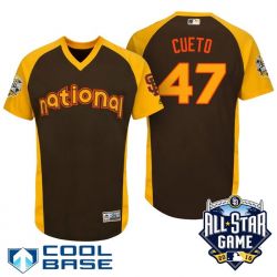 Cheap Johnny Cueto Giants Jersey From China Brown 2016 ALL STAR #47 in Men Women Youth Size