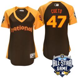 Cheap Johnny Cueto Giants Jersey From China Brown 2016 ALL STAR #47 in Men Women Youth Size