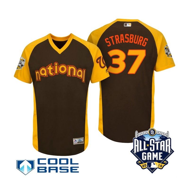 Cheap Stephen Strasburg Nationals Jersey From China Brown 2016 ALL STAR #37 in Men Women Youth Size