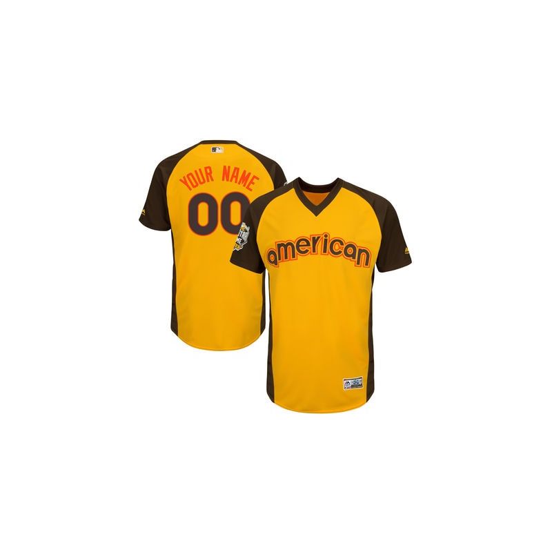 Cheap Custom 2016 MLB ALL STAR Jersey Yellow American League OR Brown National League in Men Women Youth Size