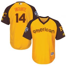 Cheap Omar Infante Royals Jersey From China Yellow 2016 ALL STAR #14 in Men Women Youth Size