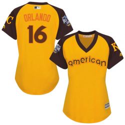 Cheap Paulo Orlando Royals Jersey From China Yellow 2016 ALL STAR #16 in Men Women Youth Size