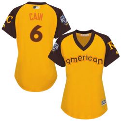 Cheap Lorenzo Cain Royals Jersey From China Yellow 2016 ALL STAR #6 in Men Women Youth Size