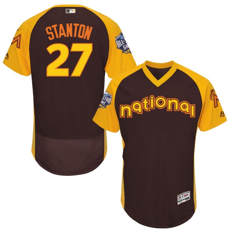 Cheap Giancarlo Stanton Marlins Jersey From China Brown 2016 ALL STAR #27 in Men Women Youth Size